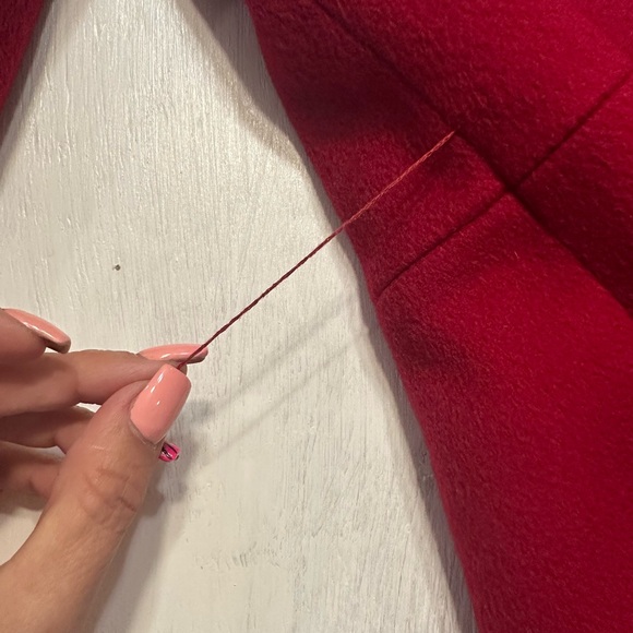 Steve by Searle Red Wool Blend Coat Women’s Size 8 Belted Peacoat - Picture 7 of 10